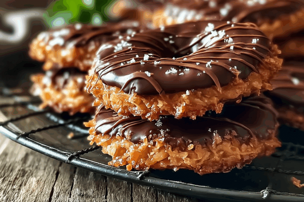 Homemade Samoas (Caramel Coconut Girl Scout Cookies)