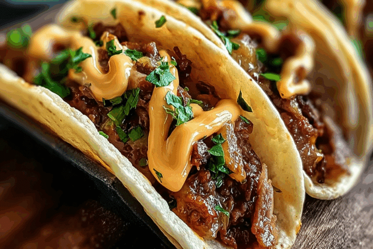 Garlic Butter Honey BBQ Beef Tacos