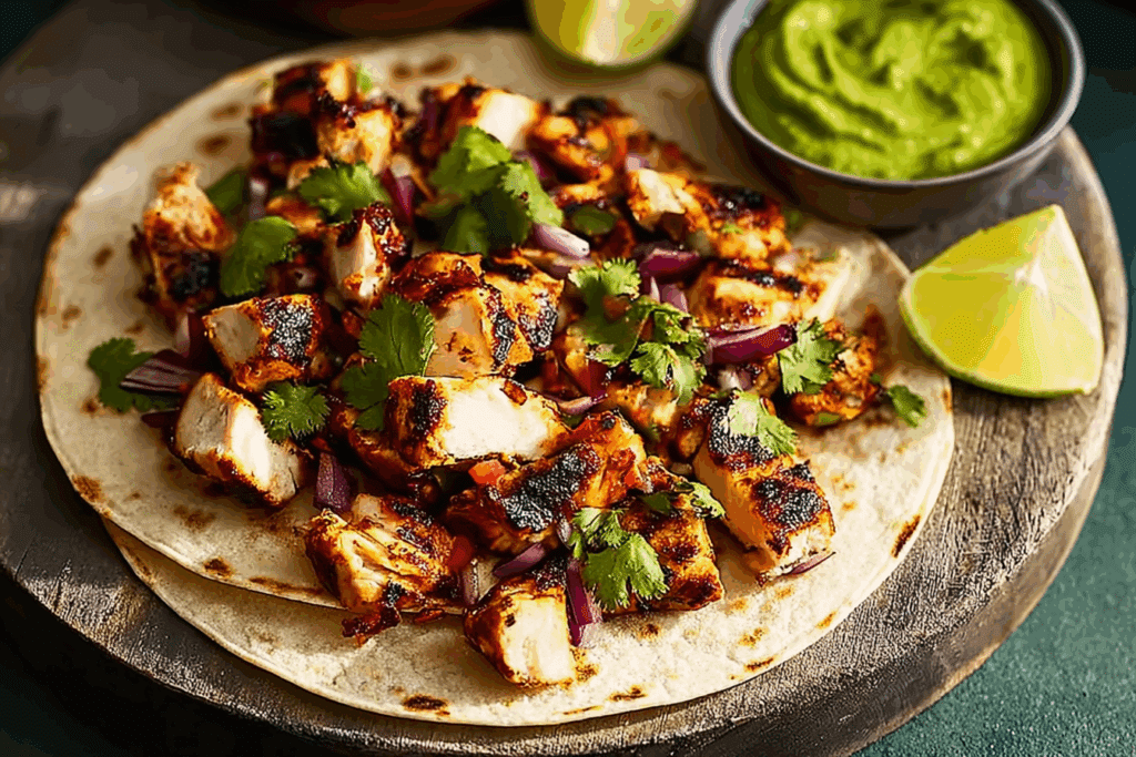 Charred Chile-Marinated Grilled Chicken Tacos