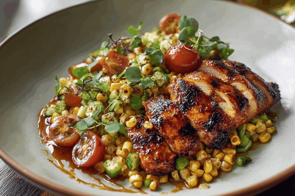 Grilled Hot Honey Chicken with Sweet Corn Salad