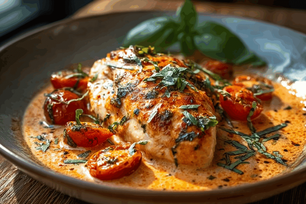 Chicken in Tomato Basil Cream Sauce