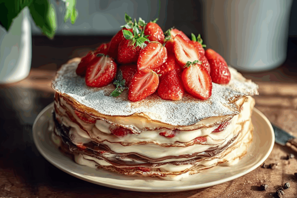 Strawberry Nutella Crepe Cake