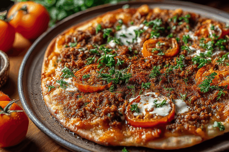 Turkey Lahmacun with Harissa Dill Yogurt