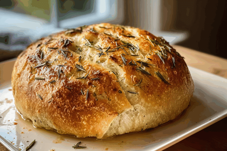 Rustic No-Knead Rosemary Garlic Bread
