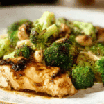 Hot Honey Garlic Chicken with Roasted Broccoli & Cheesy Fig-Balsamic Alfredo Spaghetti