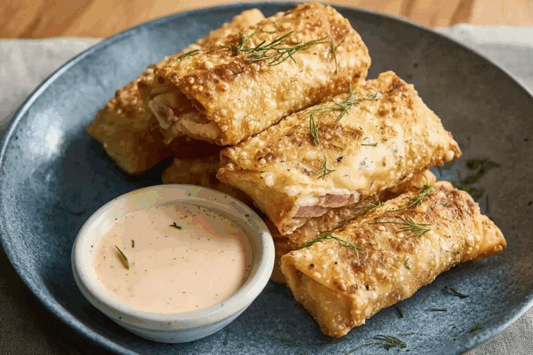 Easy Reuben Egg Rolls with Creamy Thousand Island Dipping Sauce