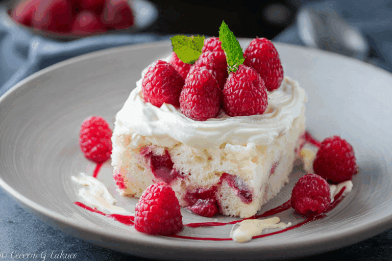 White Chocolate Raspberry Poke Cake