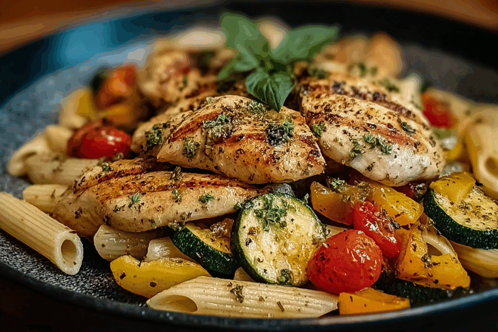 Lime Garlic Chicken with Vegetable Penne