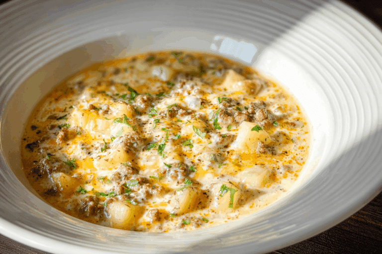 Cheesy Hamburger Potato Soup
