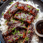 Korean-glazed baby back ribs with charred pineapple