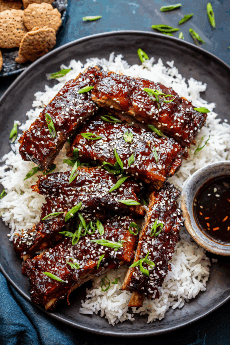 Korean-glazed baby back ribs with charred pineapple