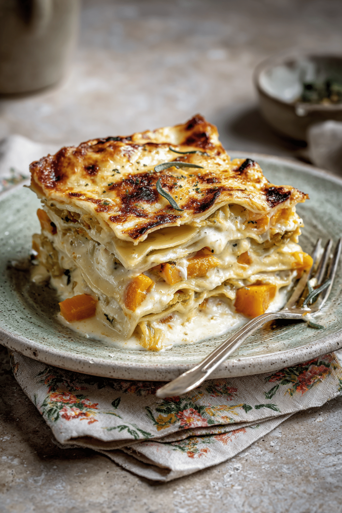 Autumn Lasagne with leek & Butternut Squash