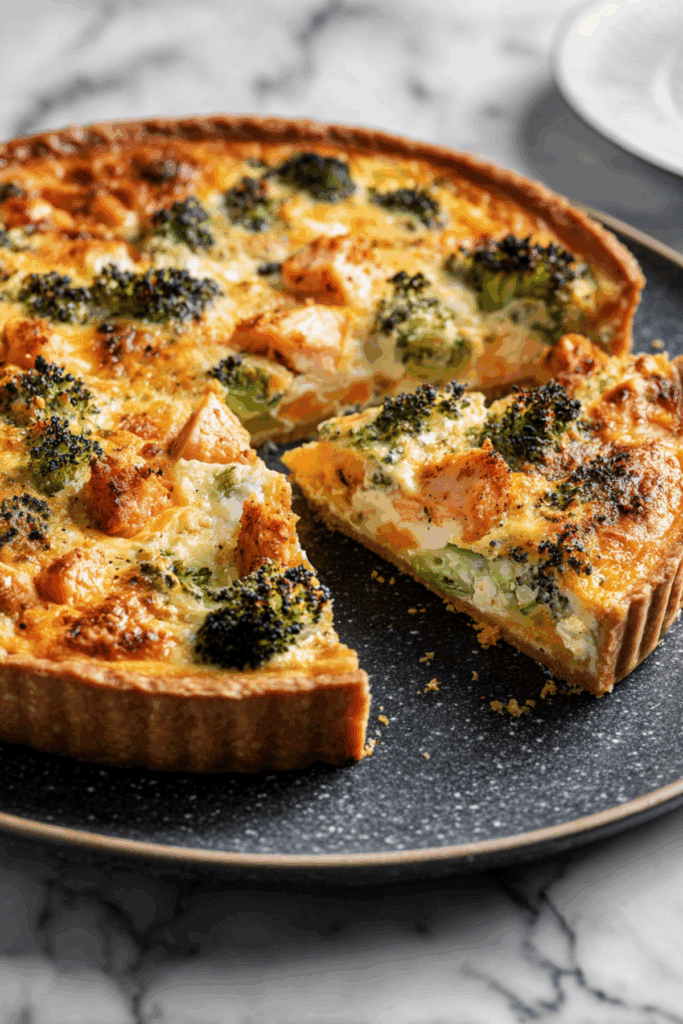 Quiche Brocolis Saumon and Chèvre