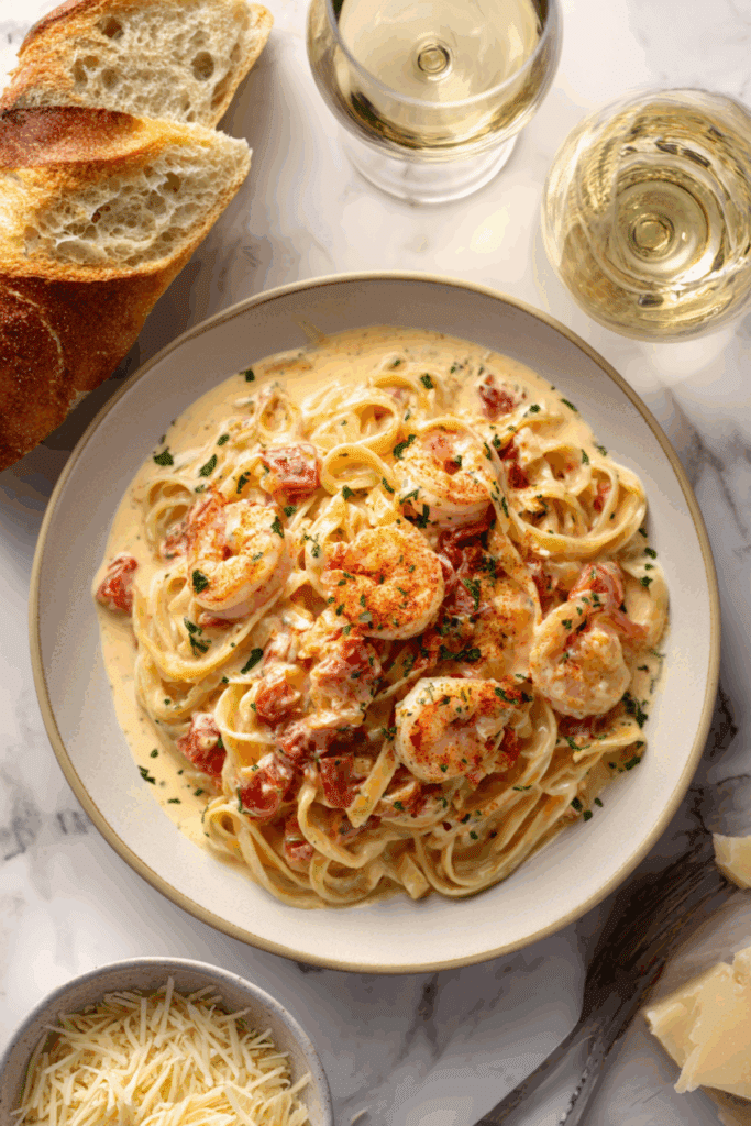 Easy creamy Cajun shrimp pasta