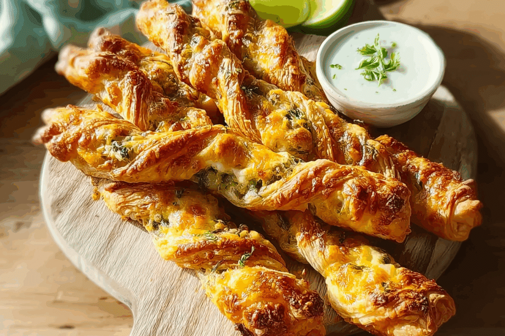 Super Bowl Jalapeño Popper Puff Pastry Twists