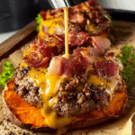 Bacon Cheeseburger Loaded Sweet Potato