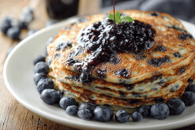 Cottage Cheese Pancake with Blueberry Collagen Jelly
