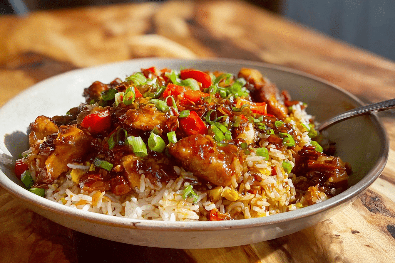 Honey Garlic Chili Chicken Fried Rice
