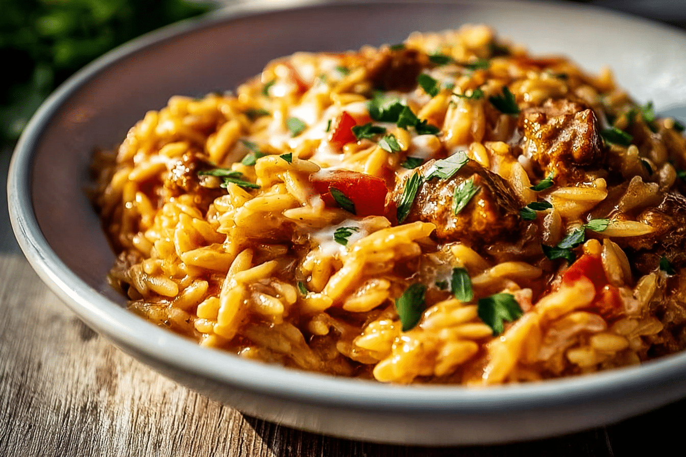 Creamy Cheesy Taco Orzo