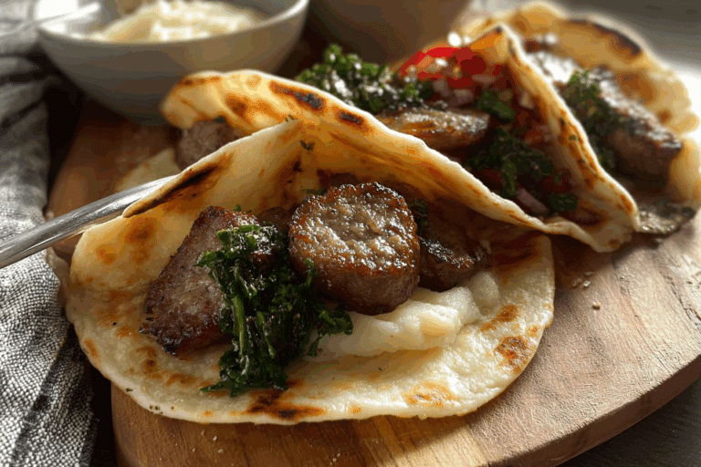 Sausage and Mash Tacos