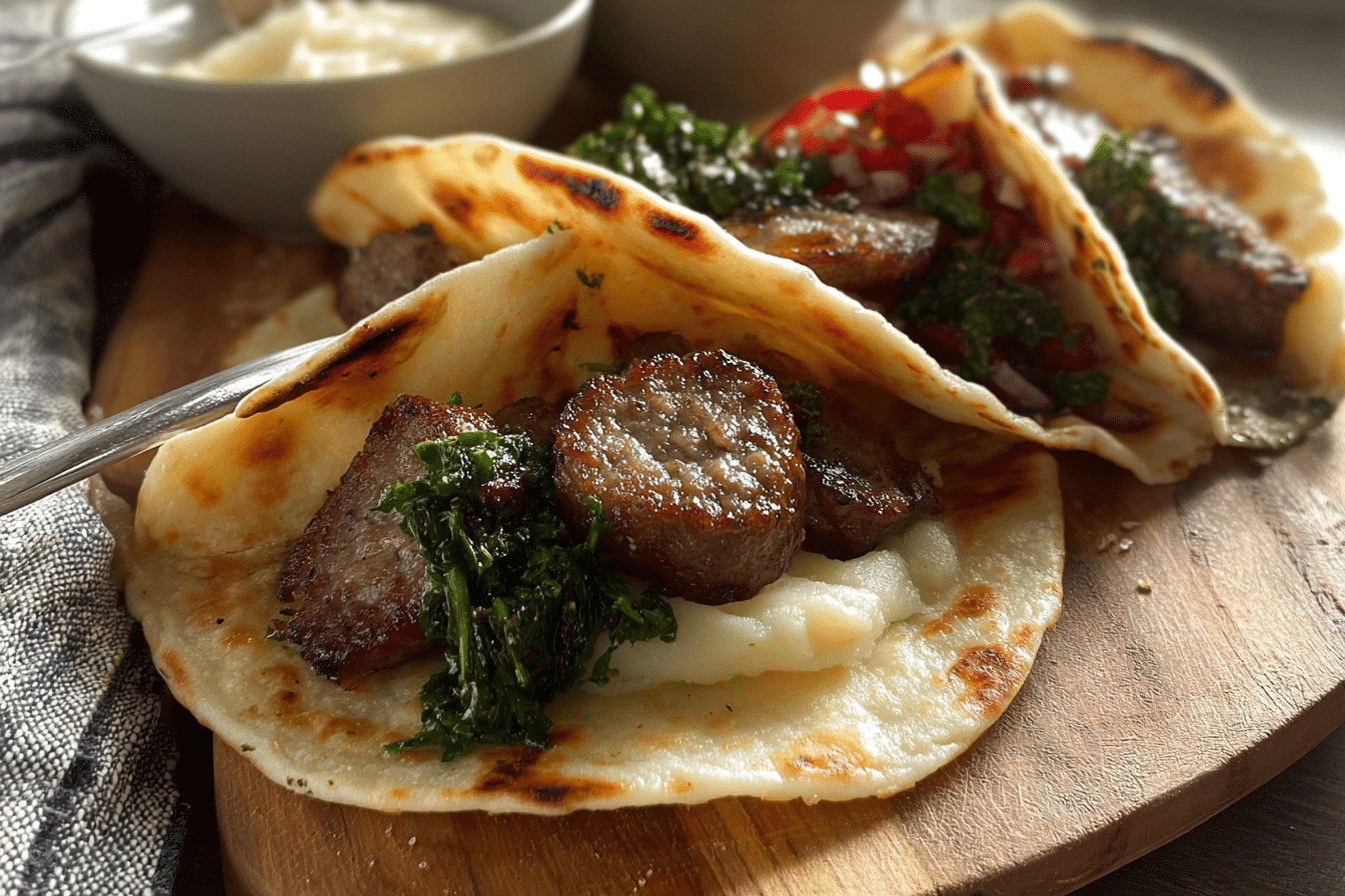 Sausage and Mash Tacos