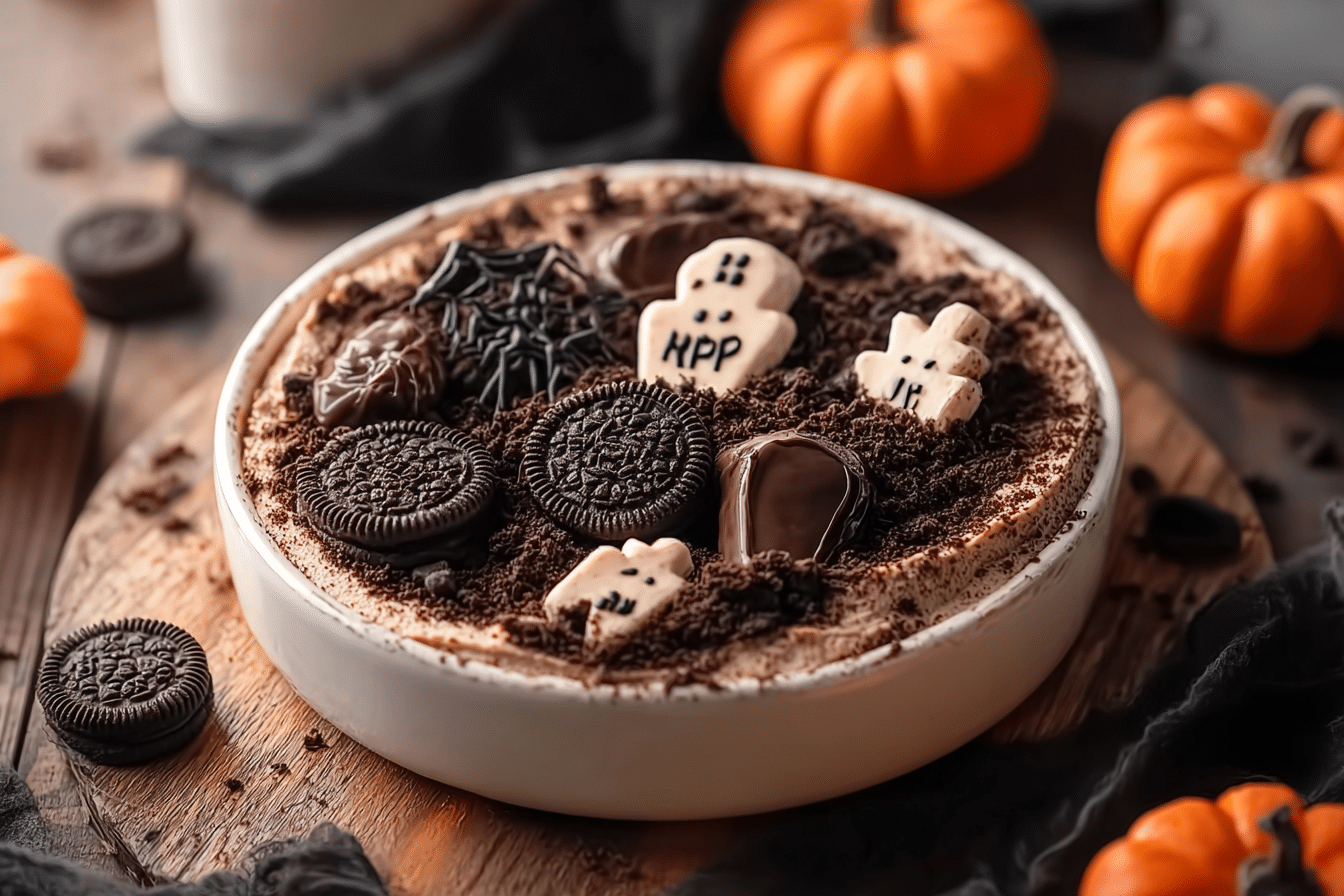 Spooky Graveyard Chocolate Cheesecake Dip