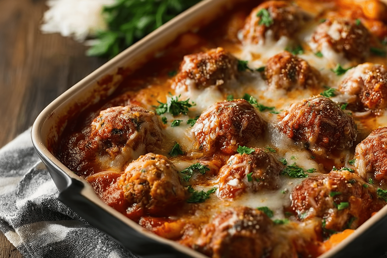 Dump and Bake Meatball Casserole