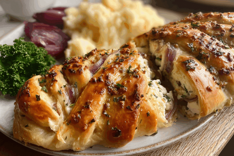Feta and Red Onion Plait
