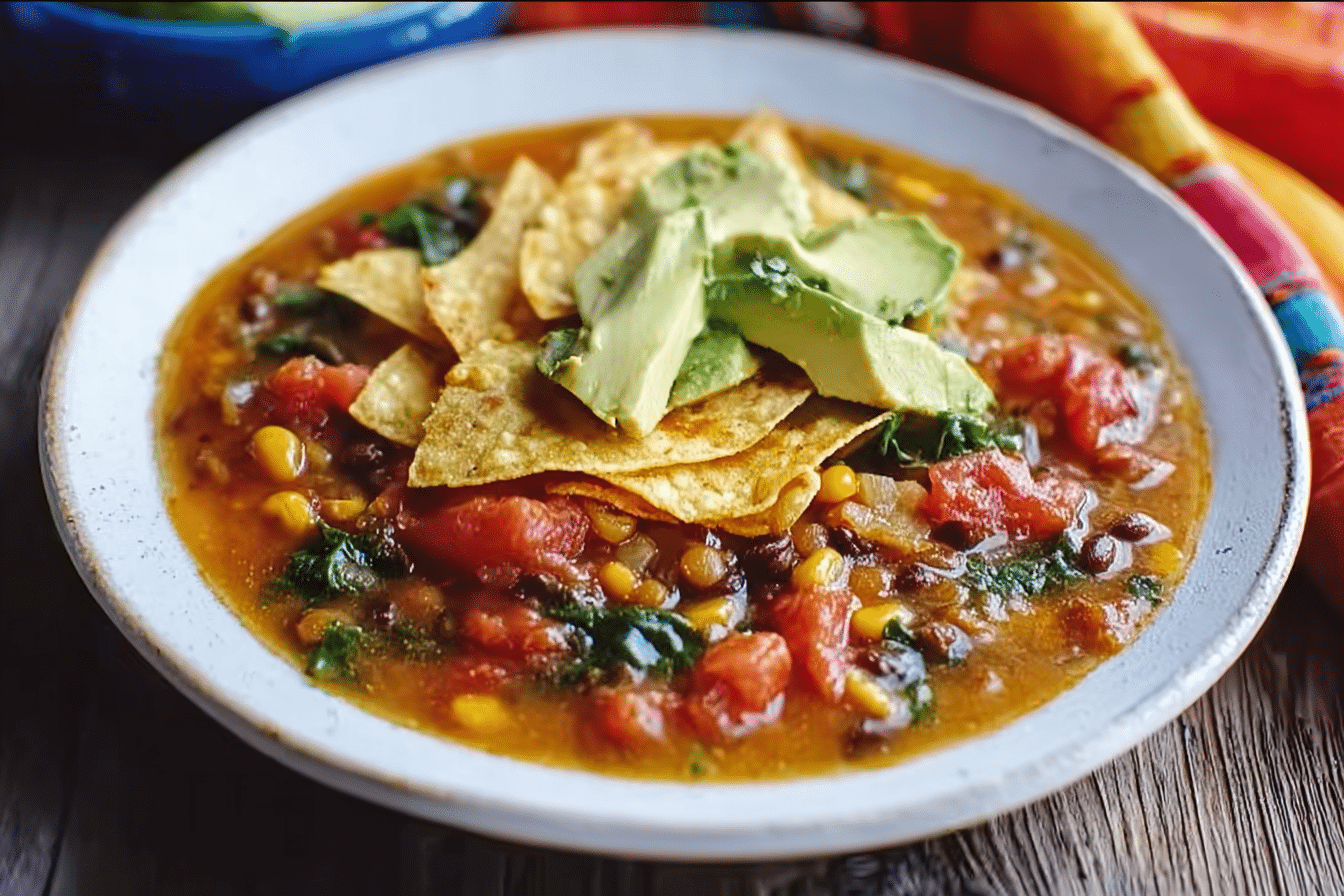 Decadent Lentil Tortilla Soup
