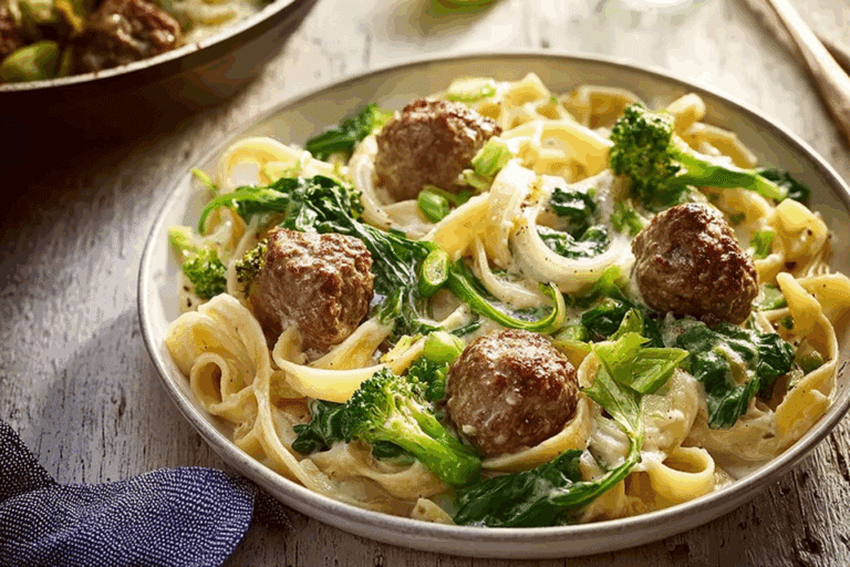Creamy Meatball and Broccoli Pasta