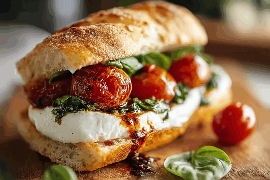 Burrata Caprese Sandwich with Cherry Tomato