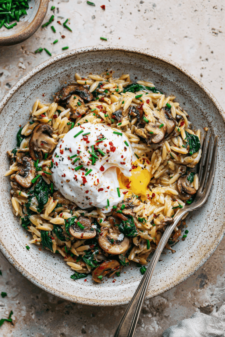 Creamy Mushroom Orzo with Burrata