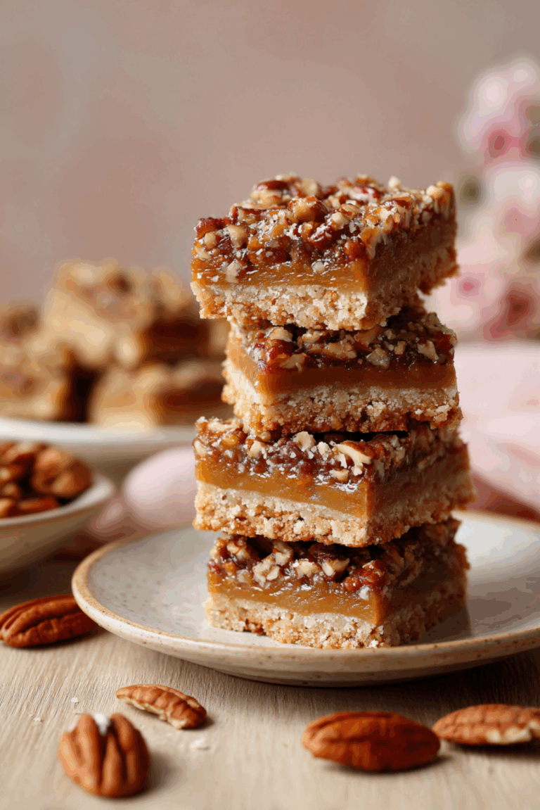 No Bake Caramel Pecan Pie Bars