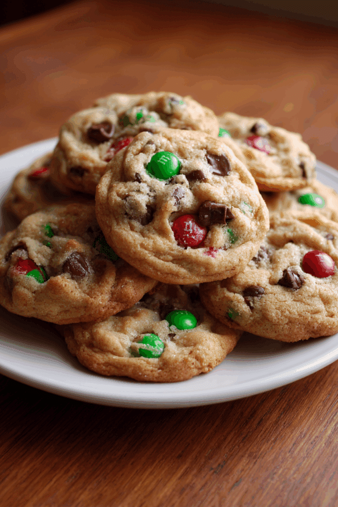 Christmas M&M Chocolate Chip Cookies
