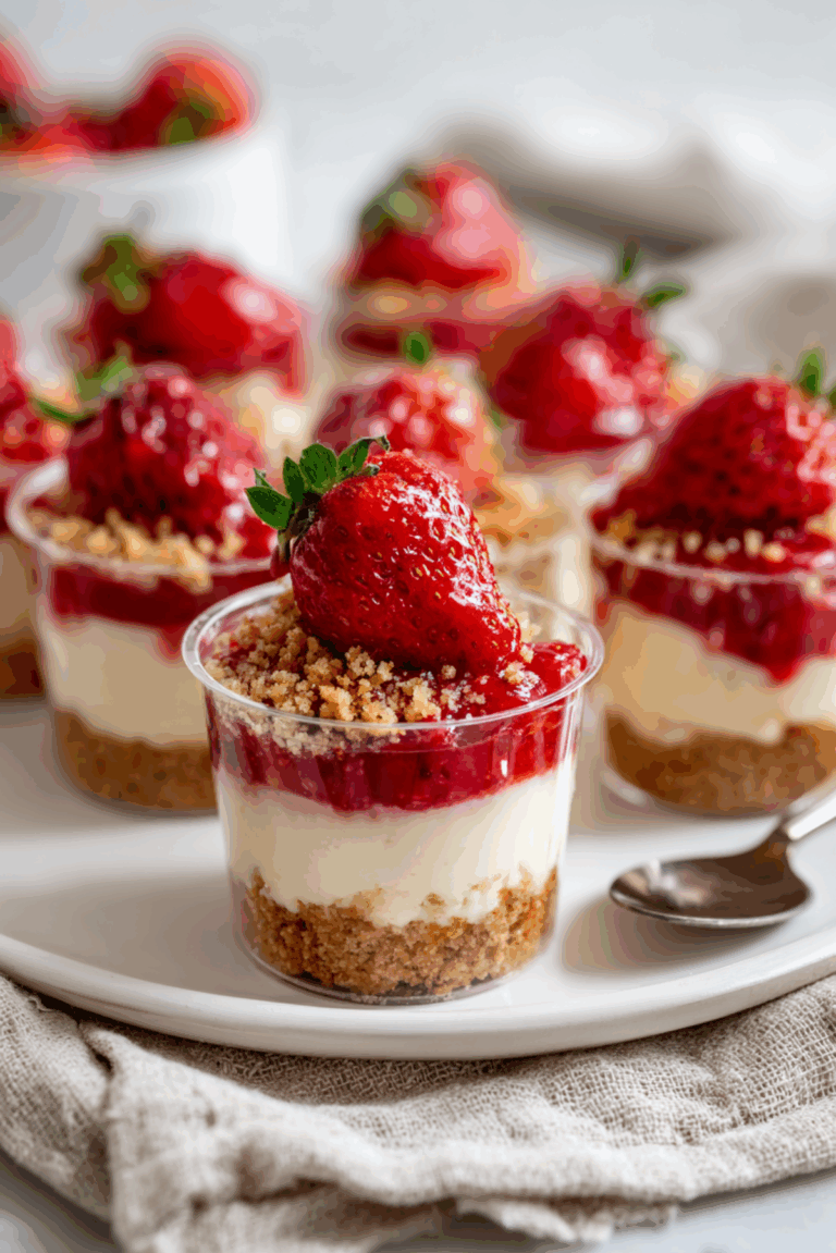 Mini Strawberry Cheesecake Cups (No-Bake)