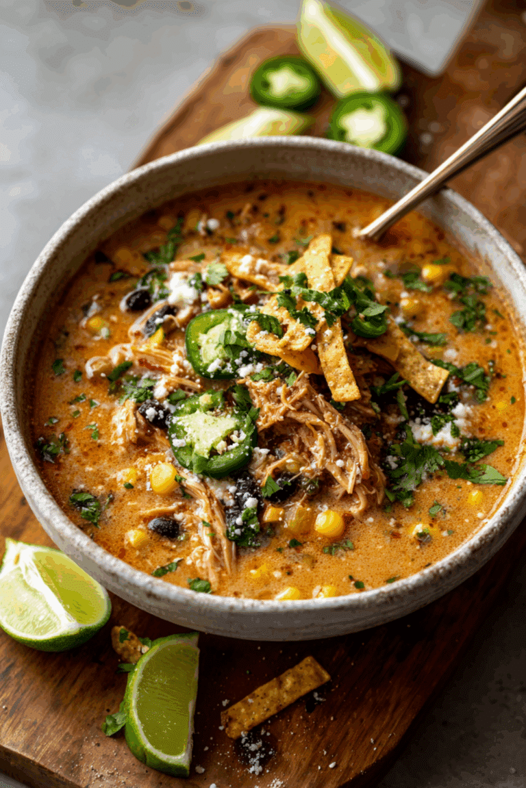 Crockpot Creamy Chicken Tortilla Soup