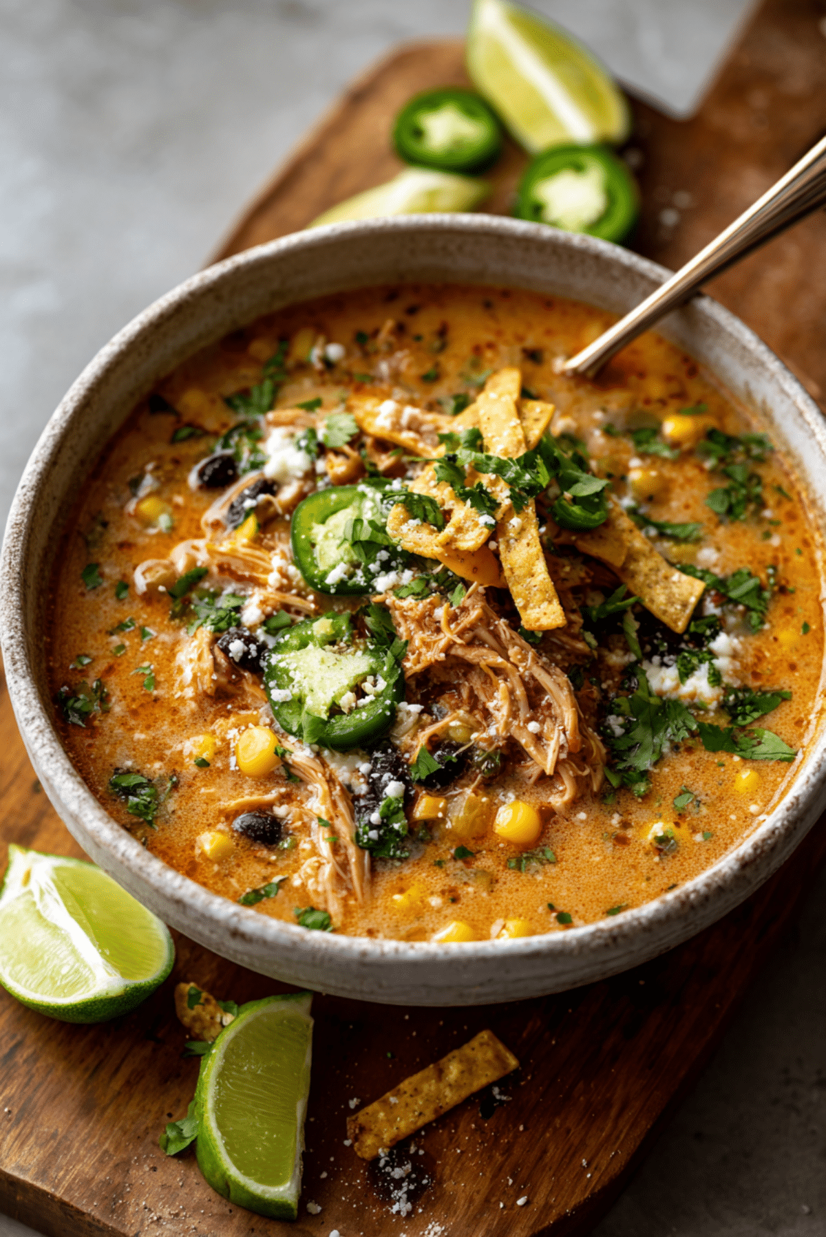 Crockpot Creamy Chicken Tortilla Soup
