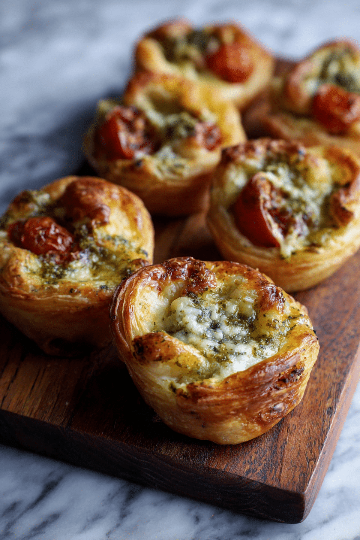 Cheesy Pesto Tomato Puffs