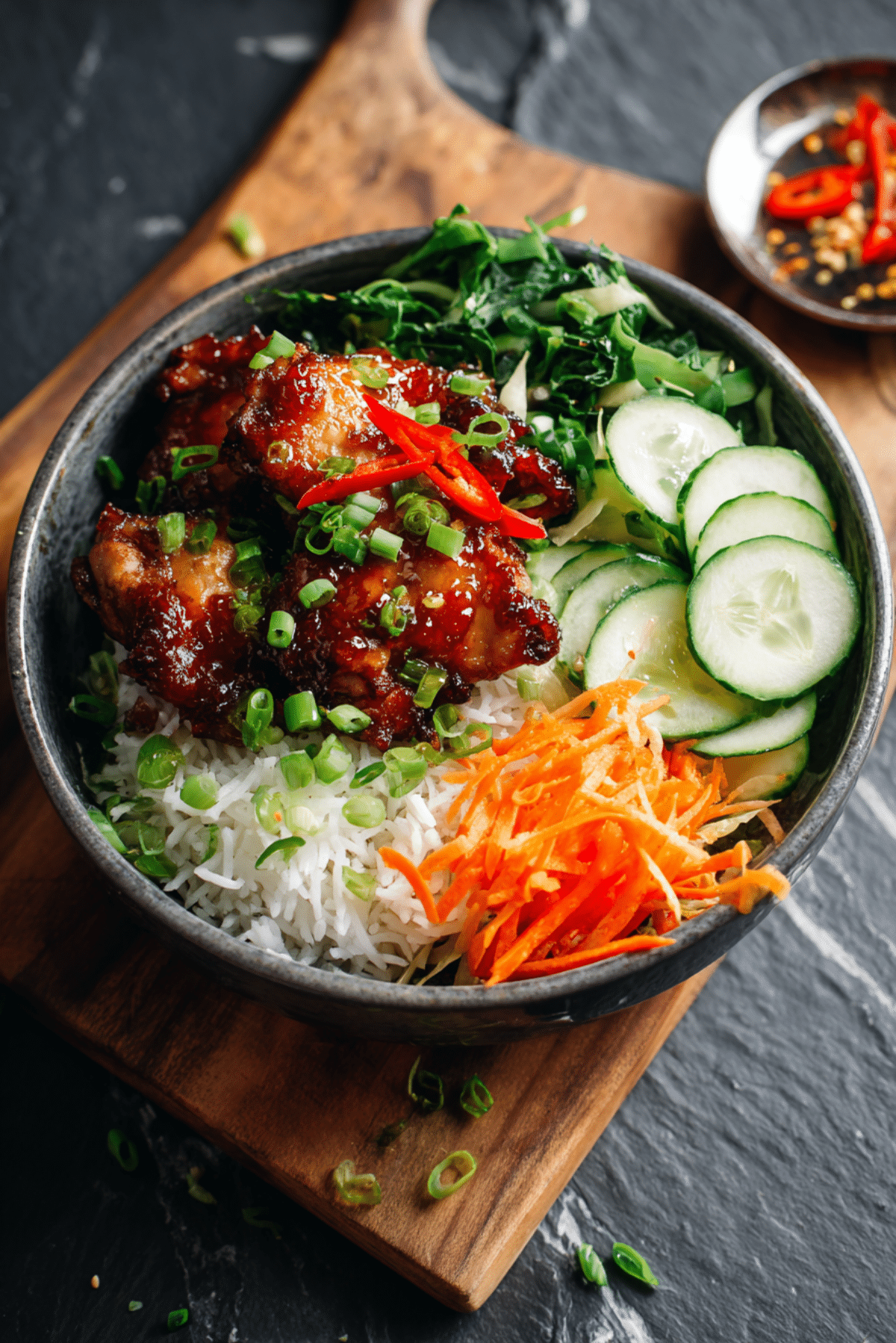 Sweet Chili Chicken Rice Bowls with Chicken Thighs