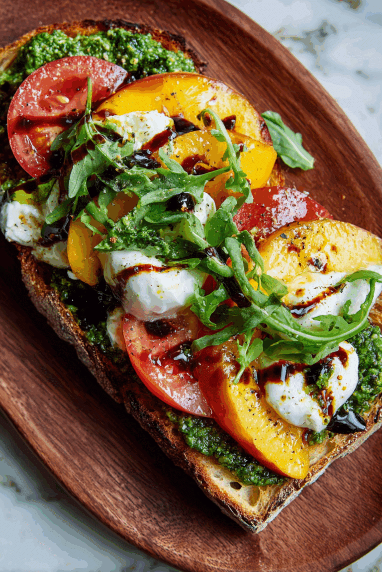 Peach, Pesto & Burrata Sandwich