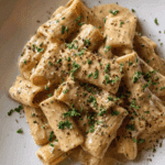 Rigatoni Pasta Coated in a Rich Peppercorn Sauce