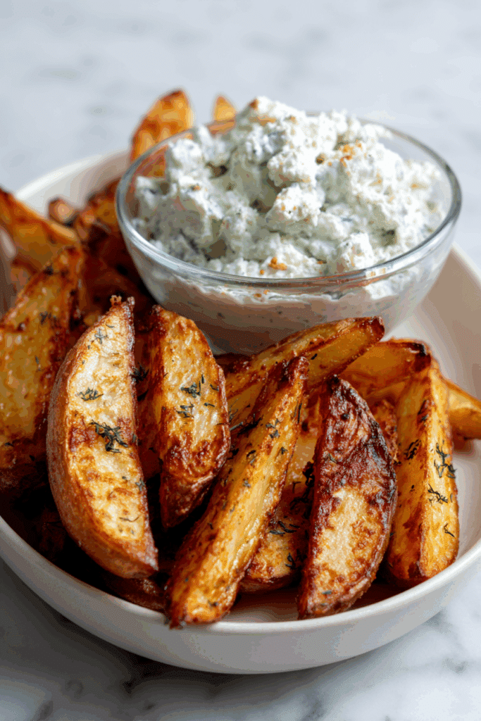 Cottage Cheese Dip with Potato Wedges