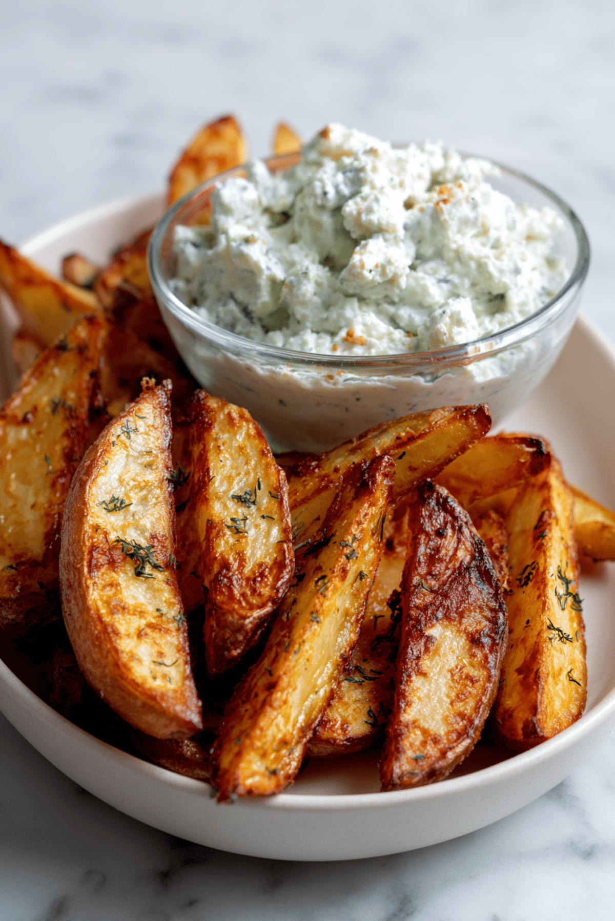 Cottage Cheese Dip with Potato Wedges