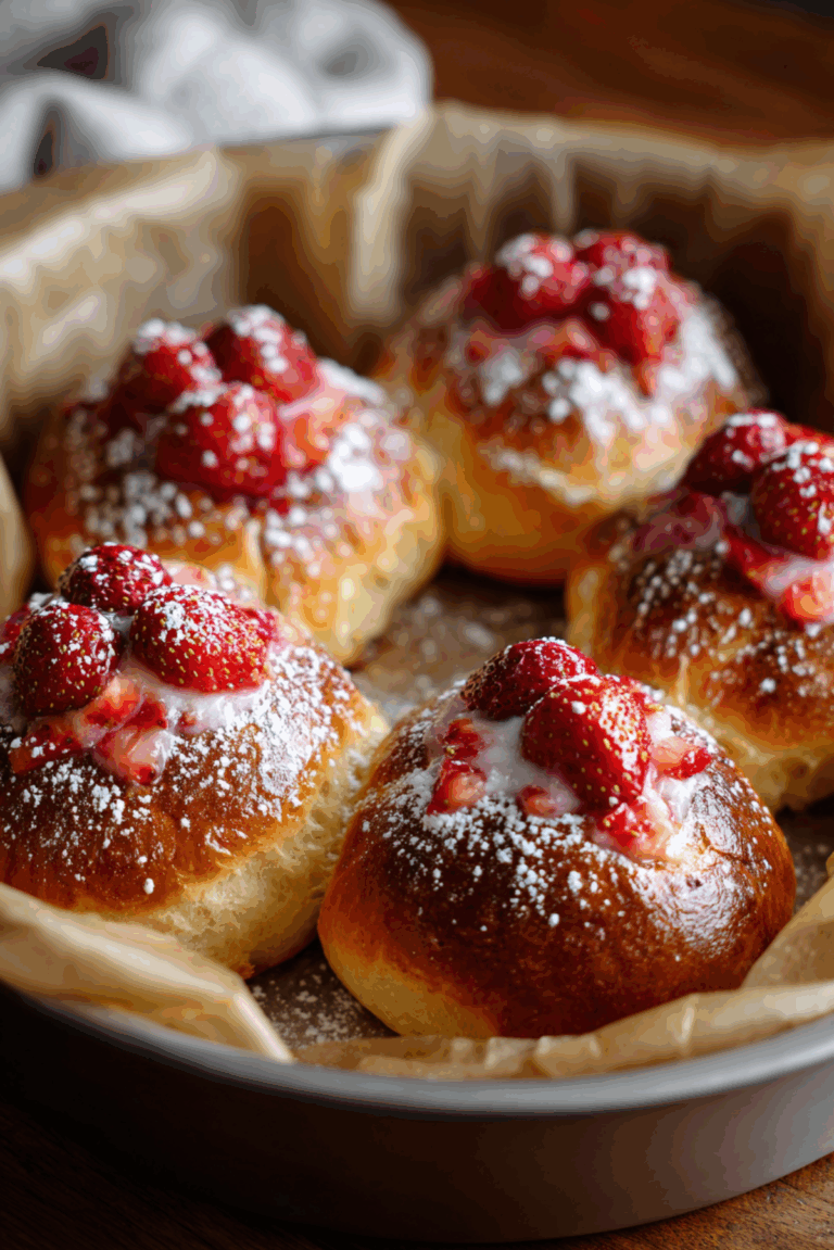 Strawberry Custard Filled Sweet Brioche Buns