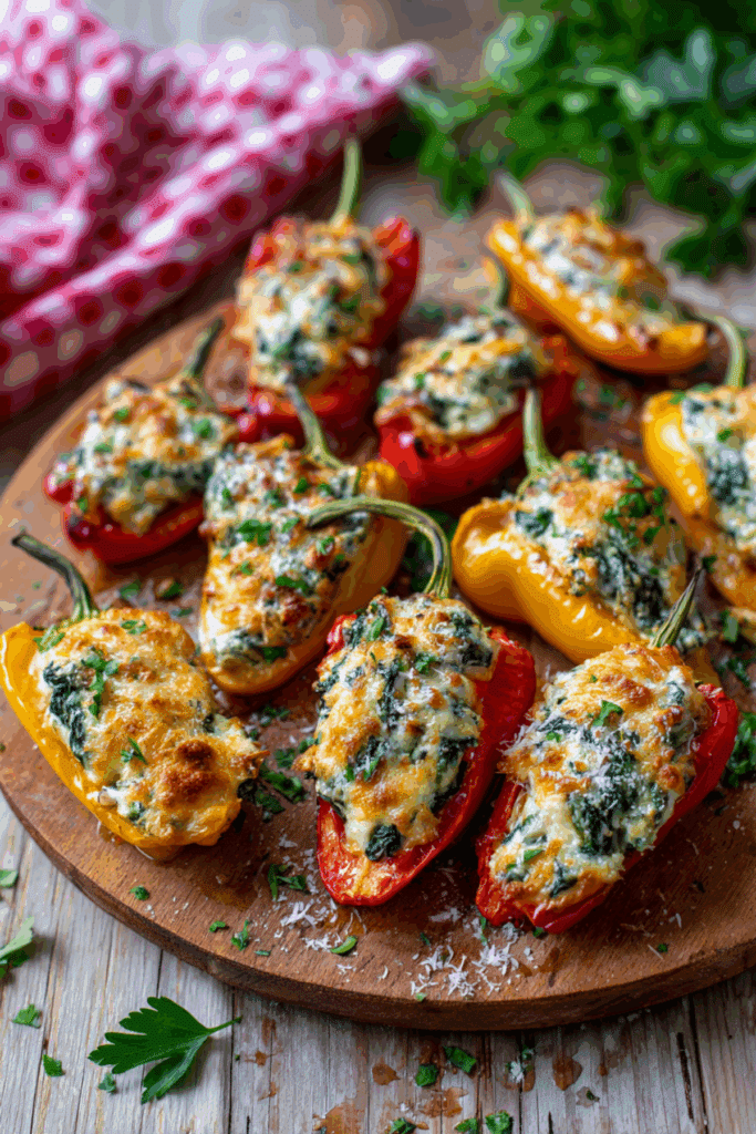 Palermo Peppers Stuffed with Spinach and Goat Cheese