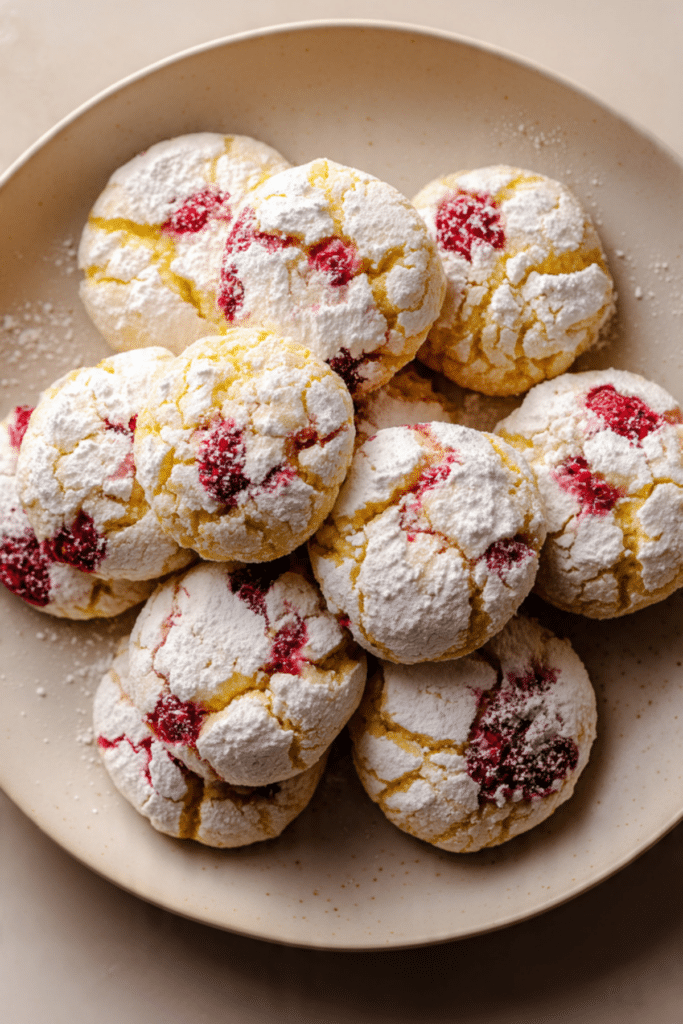 Lemon Raspberry Crinkle Cookies