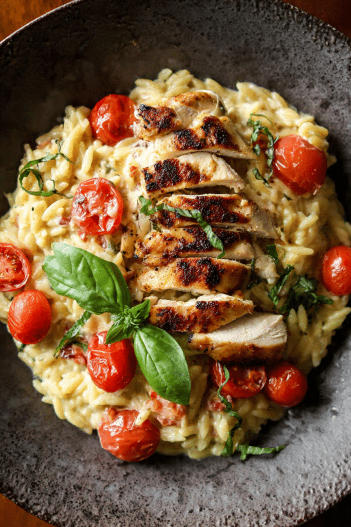 Creamy Boursin & Tomato Chicken Orzo