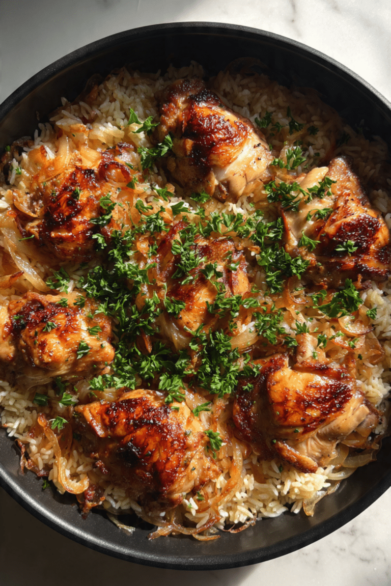 Chicken Rice with Buttered Onions