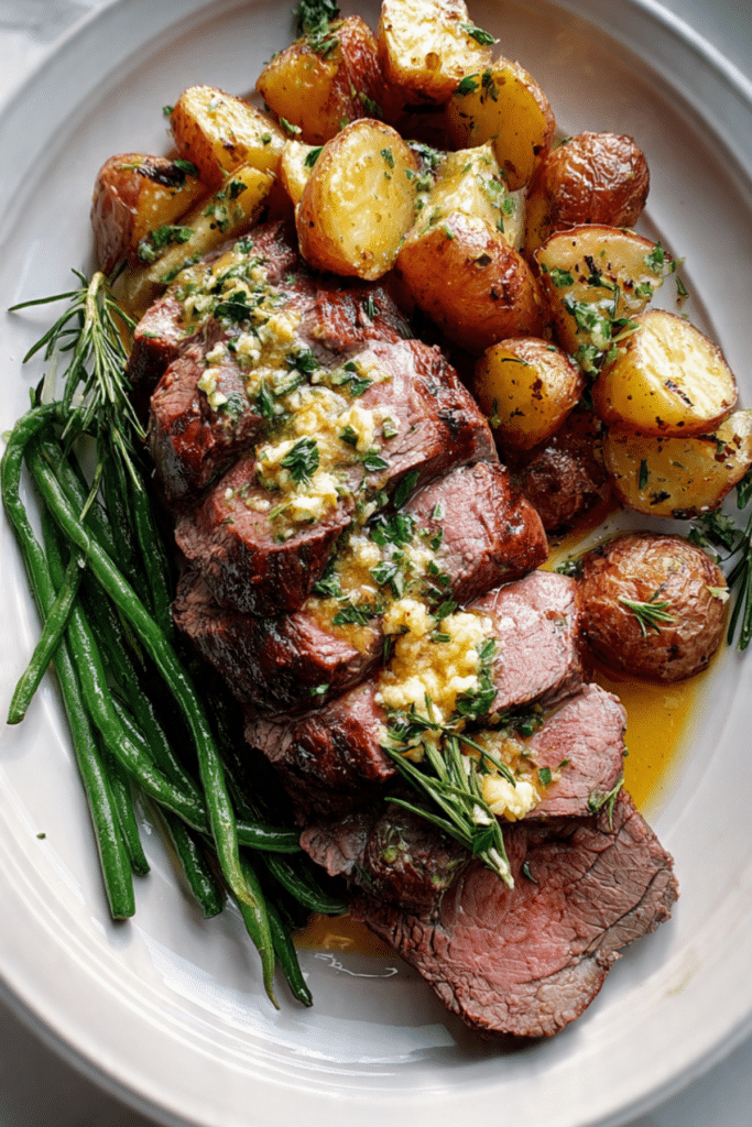 Oven-Roasted Beef Tenderloin with Garlic Butter Sauce
