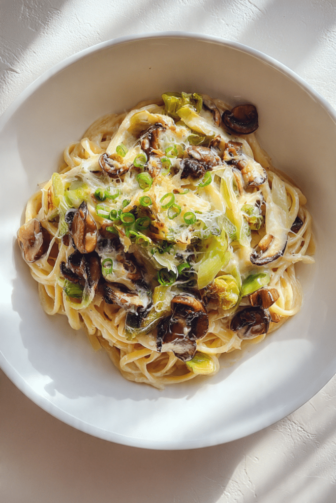 Caramelized Leek and Mushroom Gruyere Pasta
